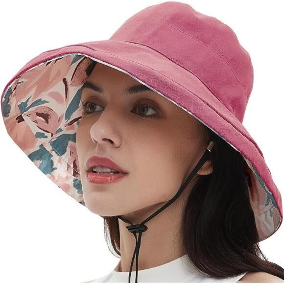 Accessories - Women Sun Hats Wide Brim Gardening Bucket Hat Pink